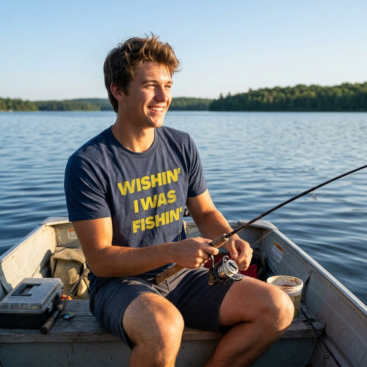 Wishin I Was Fishin Men's T Shirt