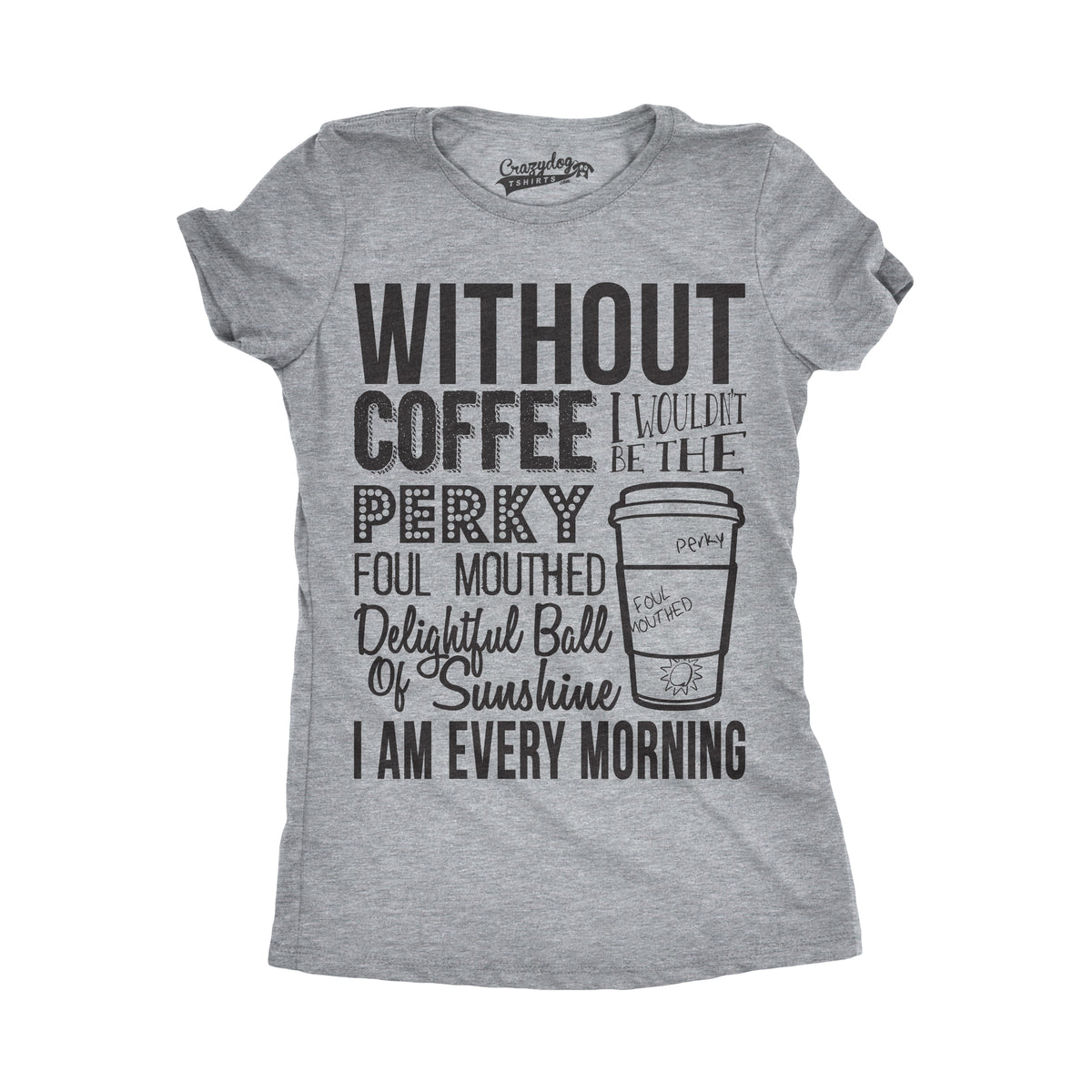Funny Light Heather Grey Womens T Shirt Nerdy Coffee Food Retro Tee
