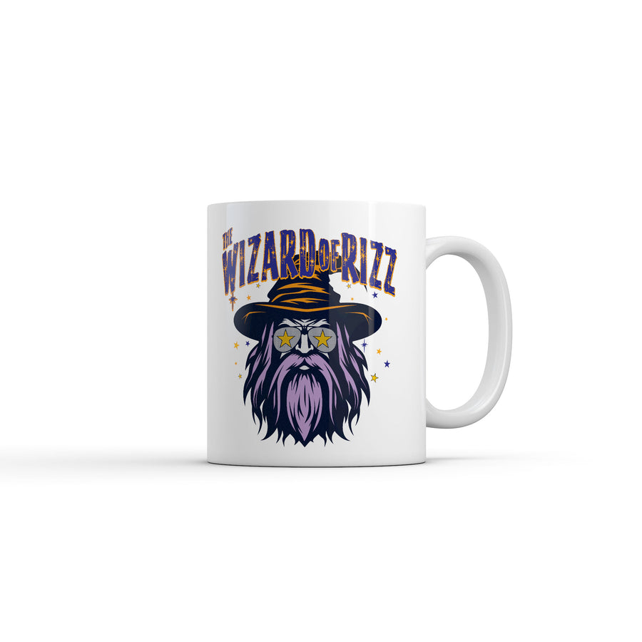 Funny White The Wizard Of Rizz Coffee Mug Nerdy Sarcastic Tee