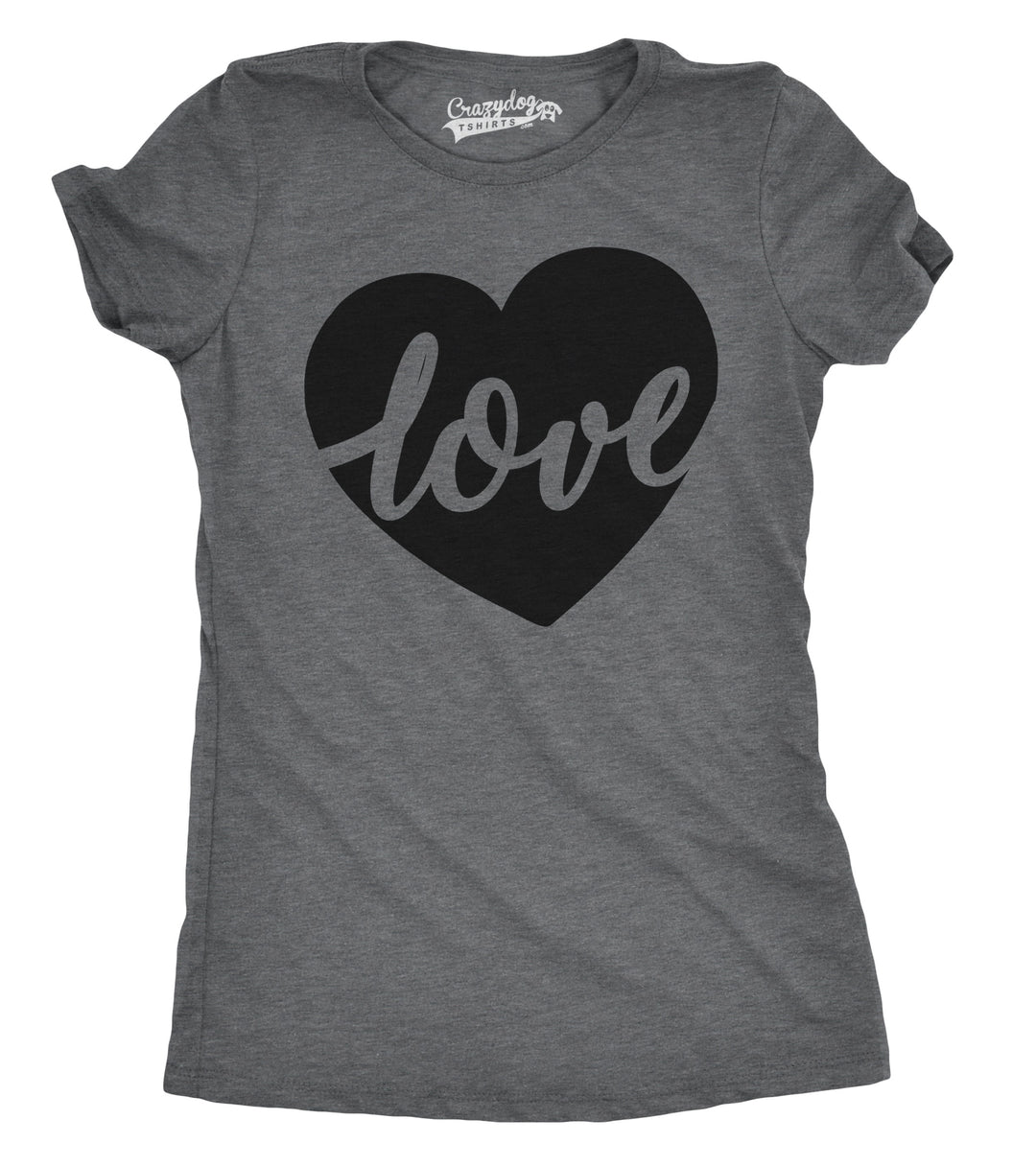 Funny Dark Heather Grey - Love Heart Womens T Shirt Nerdy Valentine's Day Tee