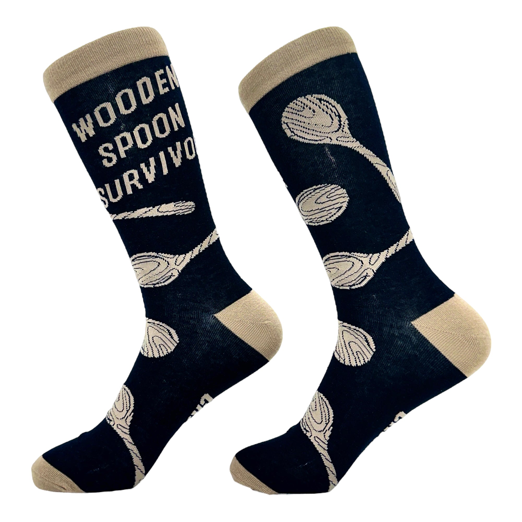 Funny Black - Wooden Spoon Men's Wooden Spoon Survivor Sock Nerdy Sarcastic Tee
