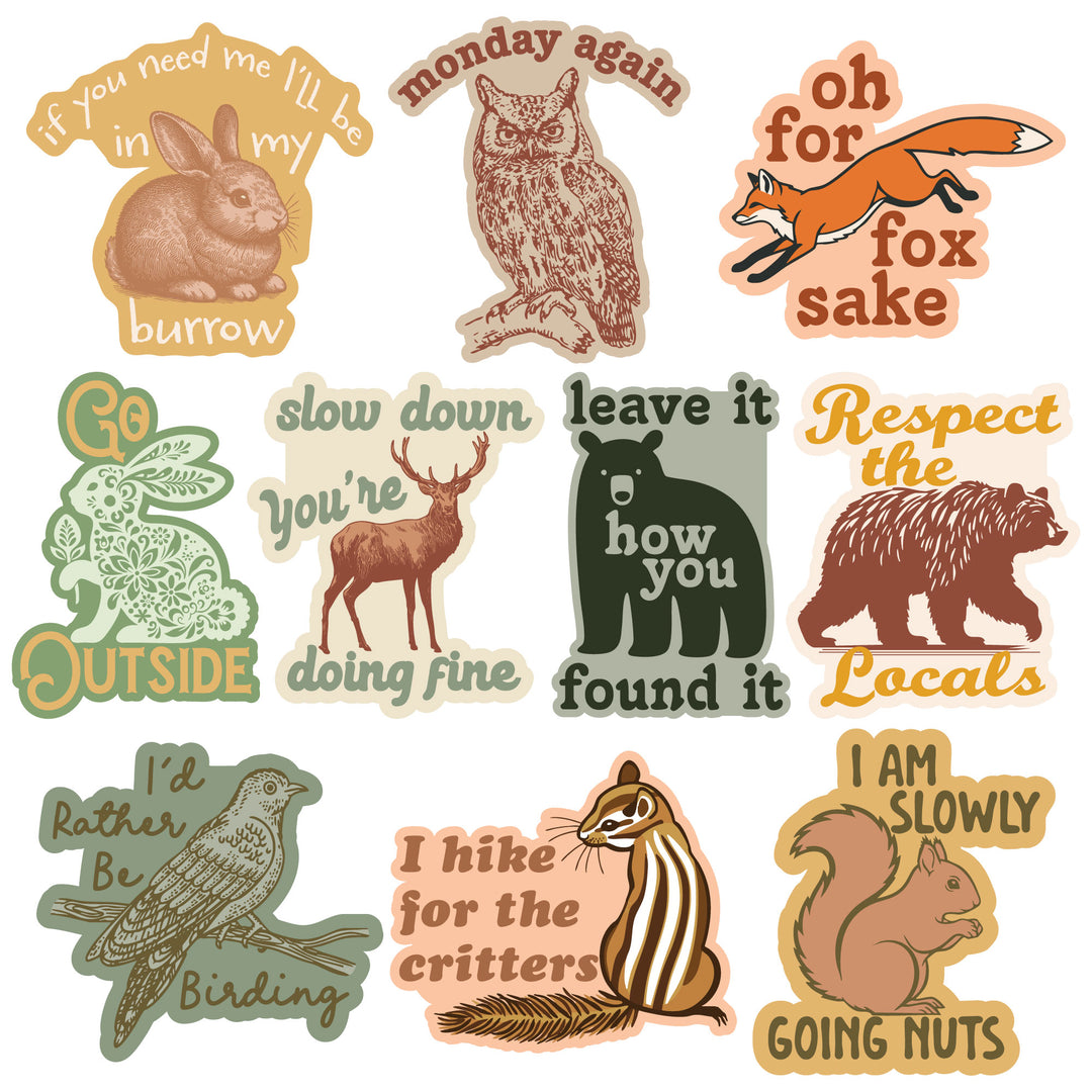 Funny Multi - Woodland Woodland Stickers Nerdy animal Tee