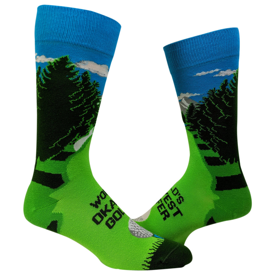 Funny Okayest Golfer Mens World's Okayest Golfer Sock Nerdy Father's Day Golf Okayest Tee