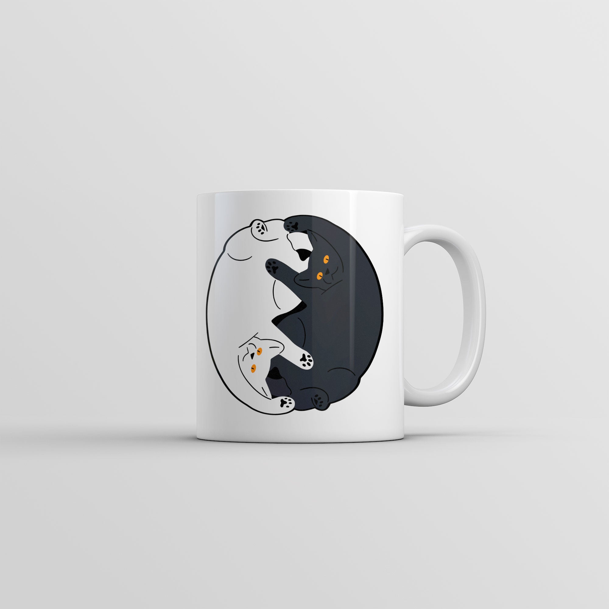 Funny White Yin Yang Cats Coffee Mug Nerdy cat sarcastic Tee