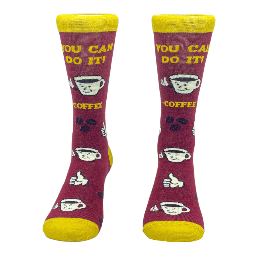 Funny Red Womens You Can Do It Coffee Sock Nerdy Coffee Motivational Tee