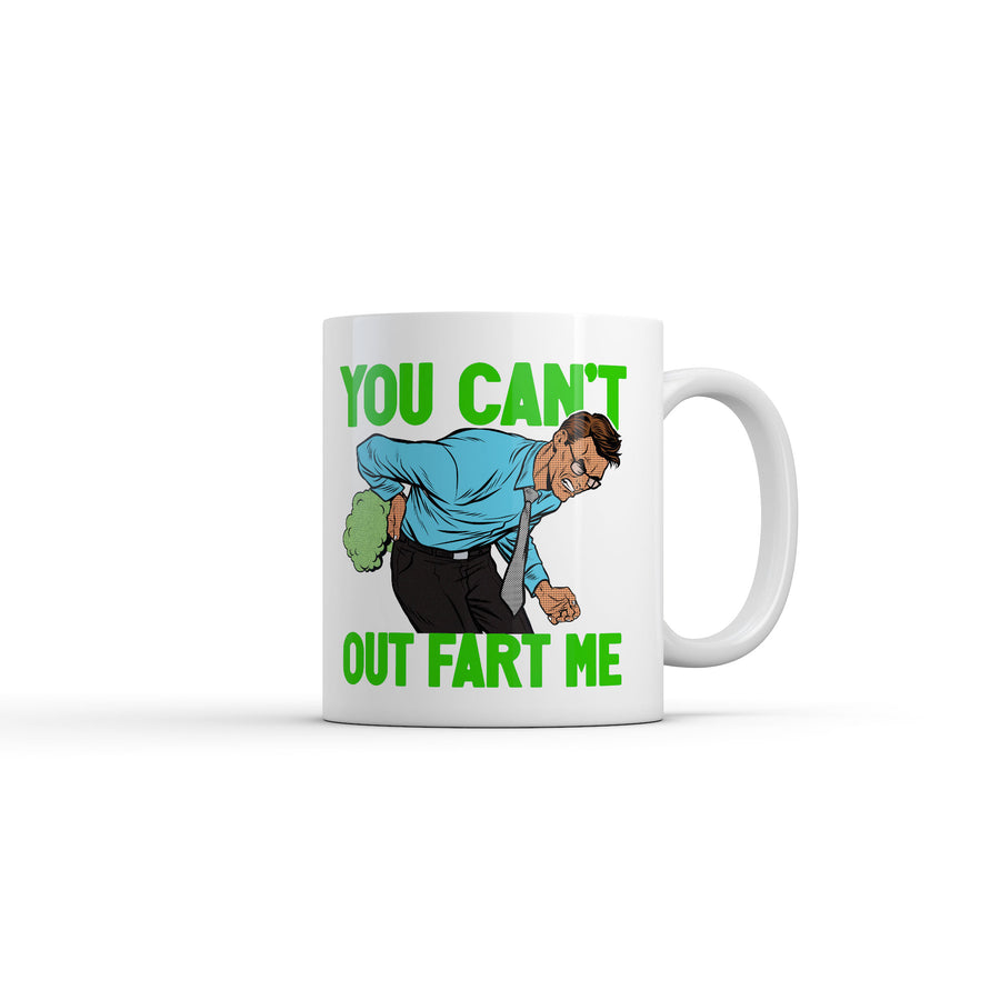 Funny White You Cant Out Fart Me Coffee Mug Nerdy Toilet sarcastic Tee