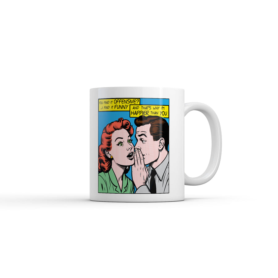 Funny White You Find It Offensive I Find It Funny Coffee Mug Nerdy retro sarcastic Tee