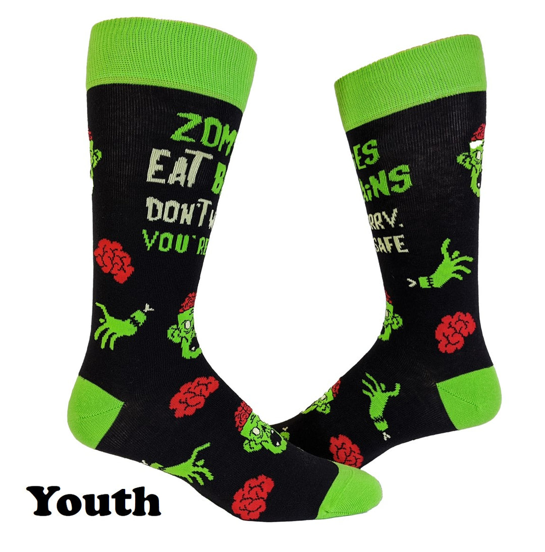 Funny Zombies Eat Brains Zombies Eat Brains Sock Nerdy Halloween Zombie Tee