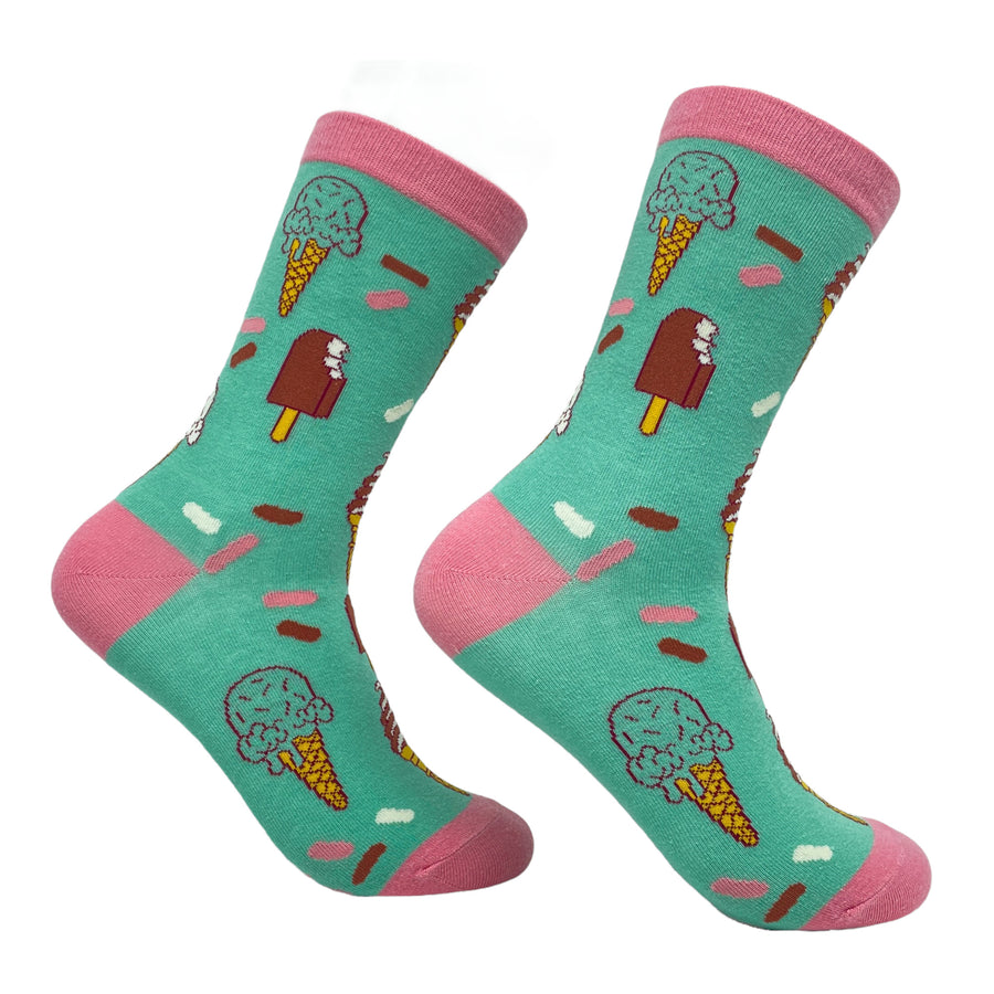 Funny Green Womens Ice Cream Sock Nerdy Food Tee