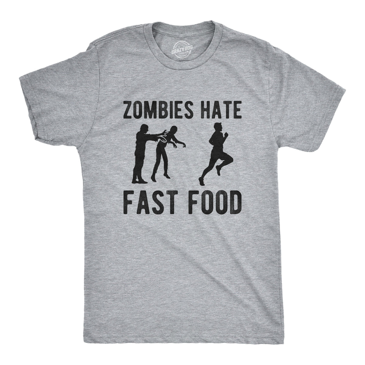 Funny Light Heather Grey - Fast Food Zombies Hate Fast Food Mens T Shirt Nerdy Sarcastic Halloween Tee
