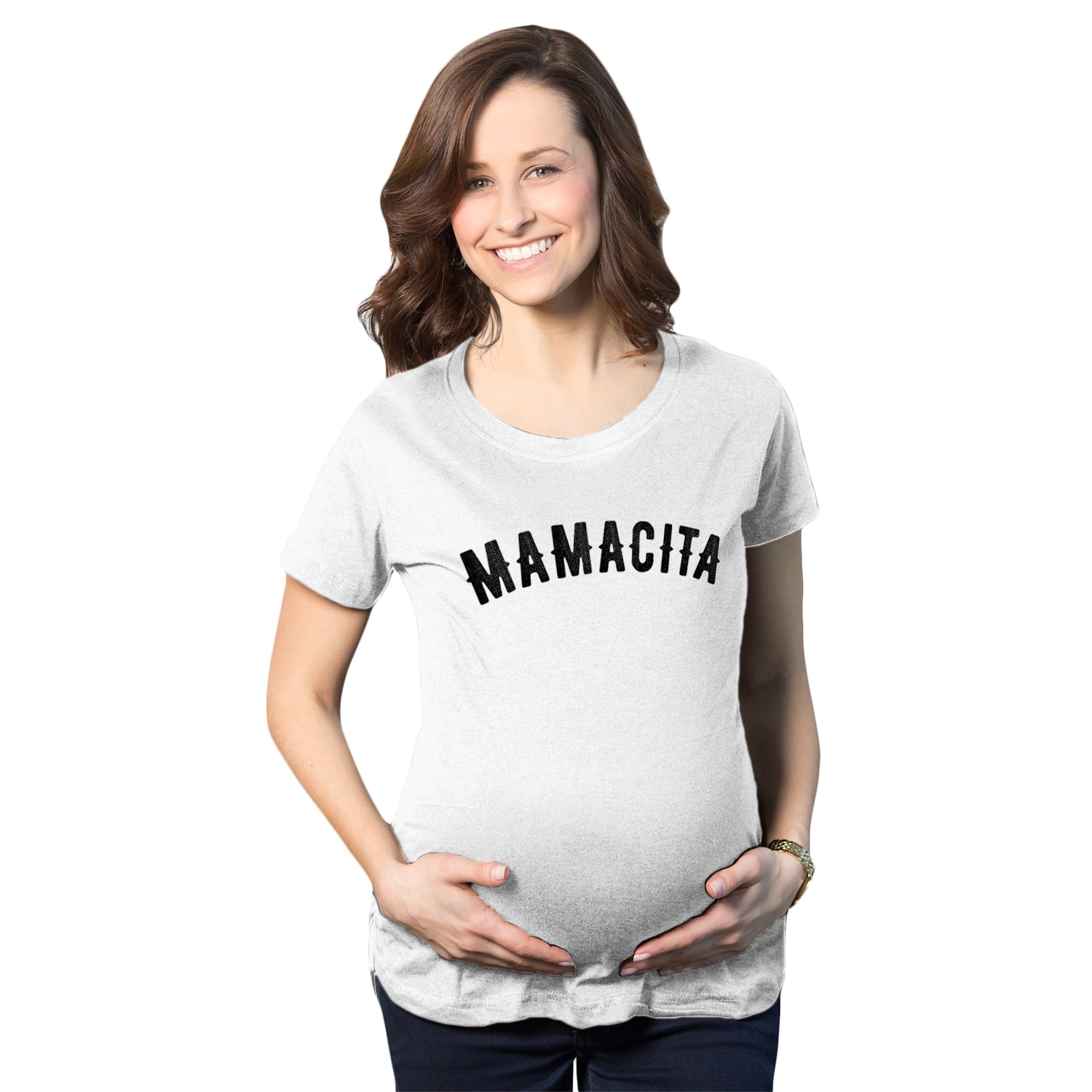 Funny White Mamacita Maternity T Shirt Nerdy Mother's Day Tee