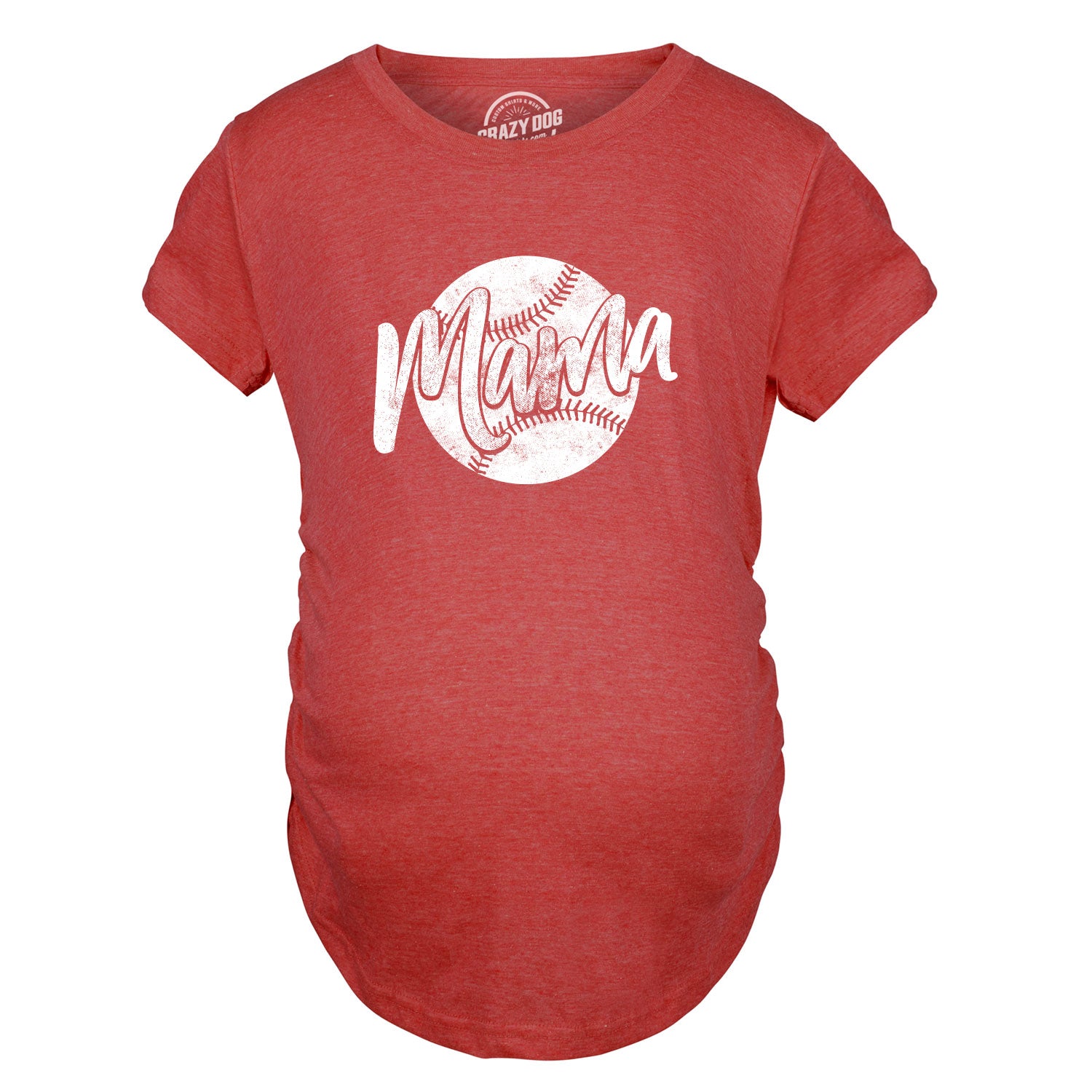 Funny Red Baseball Mama Maternity T Shirt Nerdy Mother's Day Baseball Tee