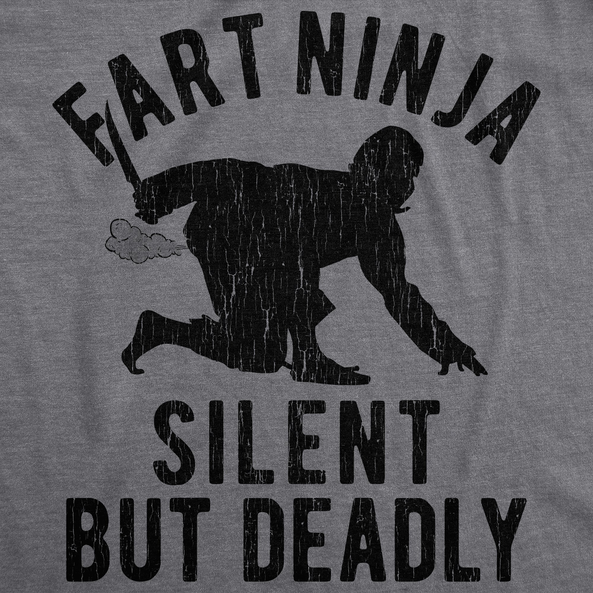 Funny Dark Heather Grey Fart Ninja Mens T Shirt Nerdy Toilet Tee