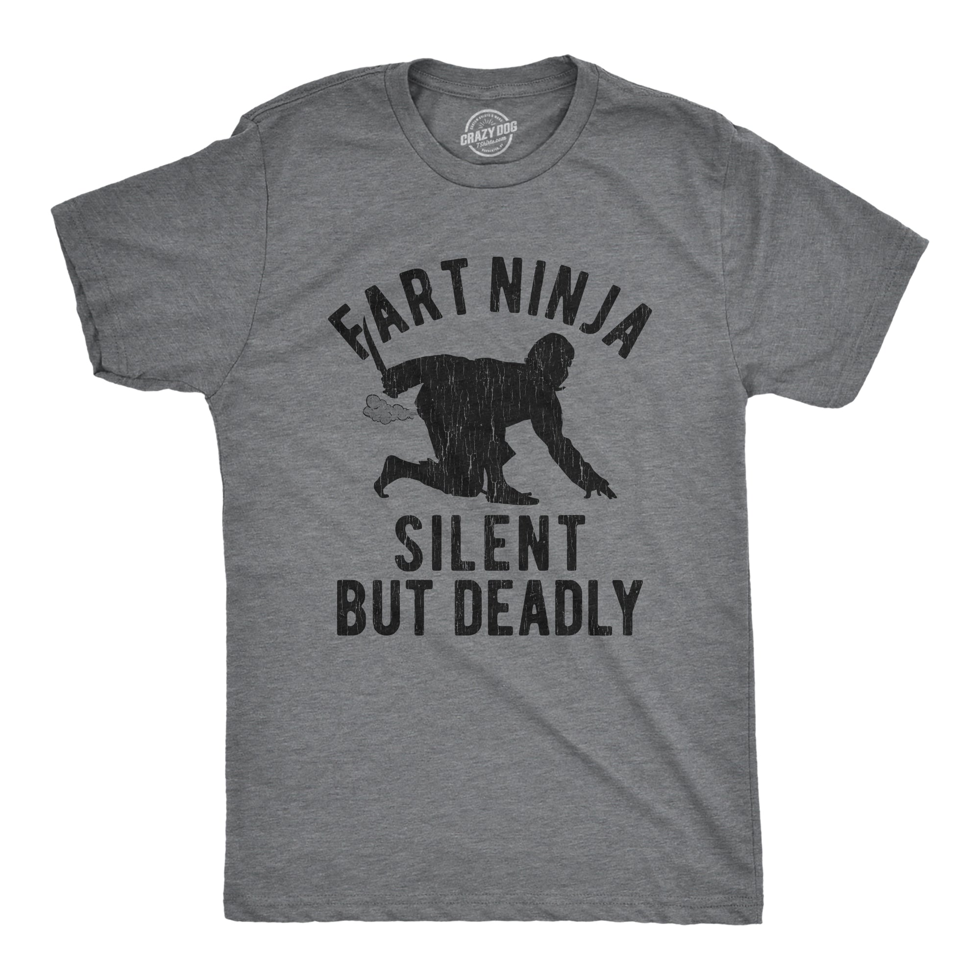 Funny Dark Heather Grey Fart Ninja Mens T Shirt Nerdy Toilet Tee