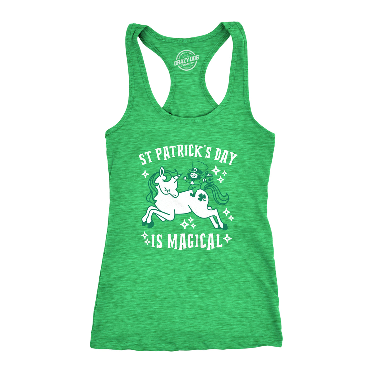 Funny Heather Green St. Patrick&#39;s Day Is Magical Womens Tank Top Nerdy Saint Patrick&#39;s Day Unicorn Tee