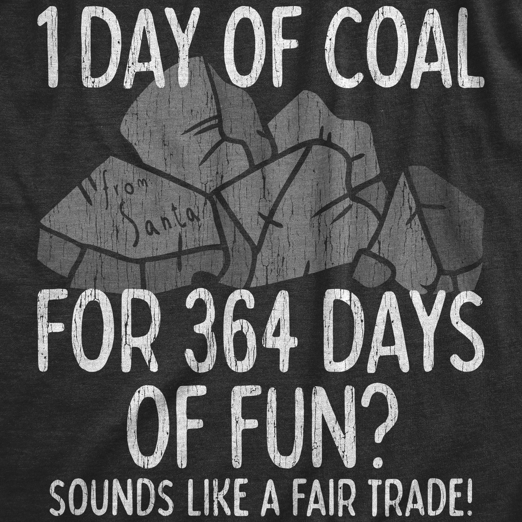 Funny Heather Black - COAL 1 Day Of Coal For 364 Days Of Fun Mens T Shirt Nerdy Christmas Sarcastic Tee