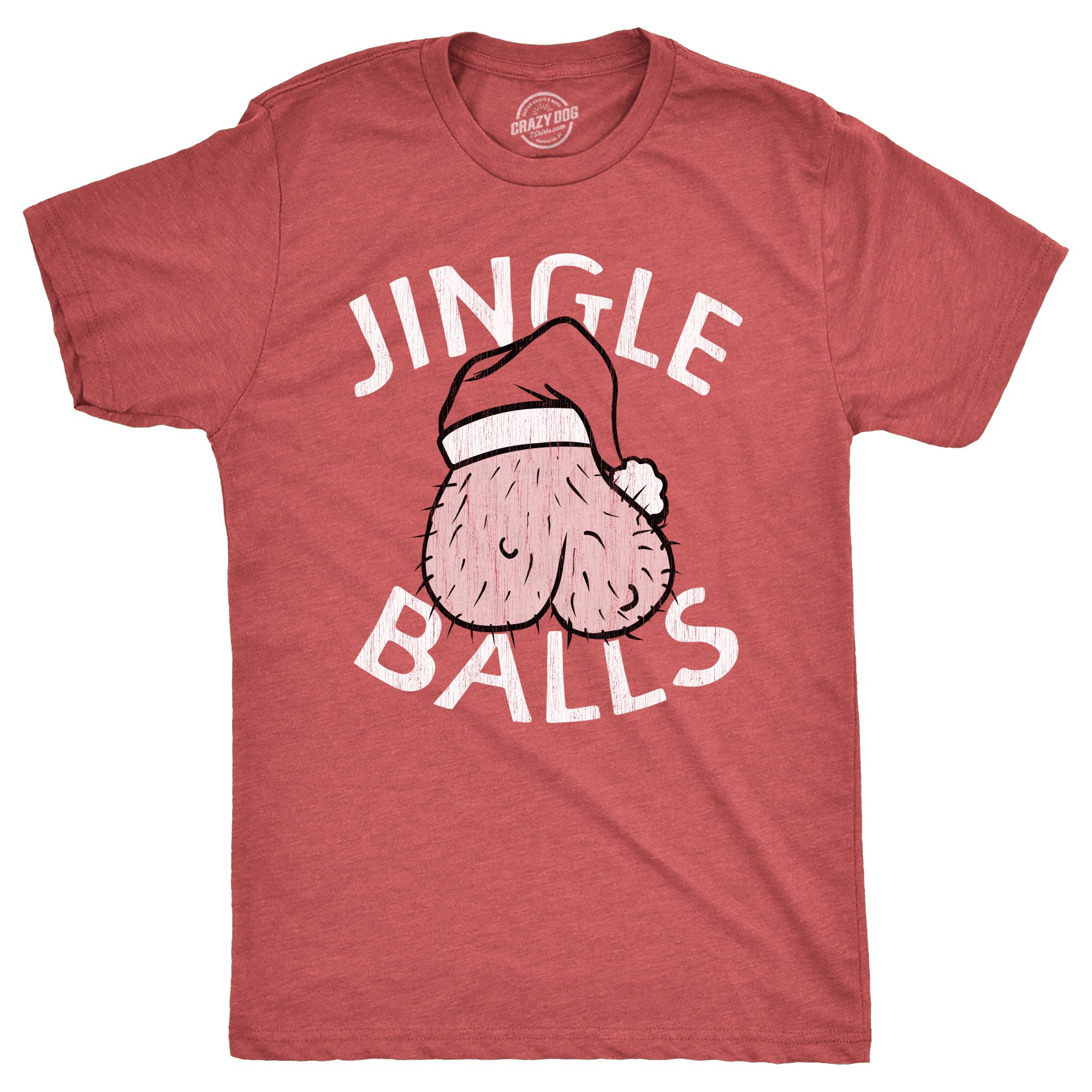Funny Heather Red - BALLS Jingle Balls Mens T Shirt Nerdy Christmas Sex Sarcastic Tee
