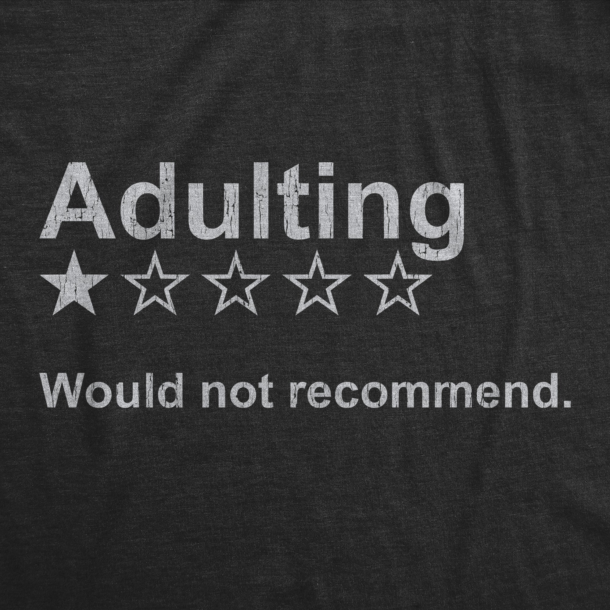 Funny Heather Black Adulting Would Not Recommend Womens T Shirt Nerdy Nerdy Sarcastic Tee