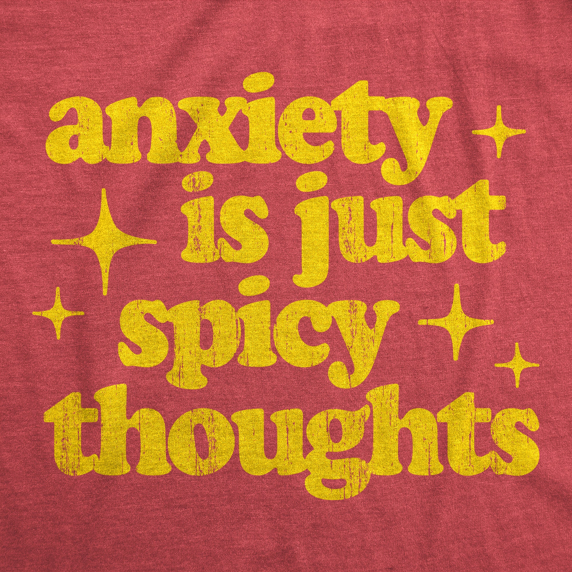 Funny Heather Red Anxiety Is Just Spicy Thoughts Womens T Shirt Nerdy Food Tee
