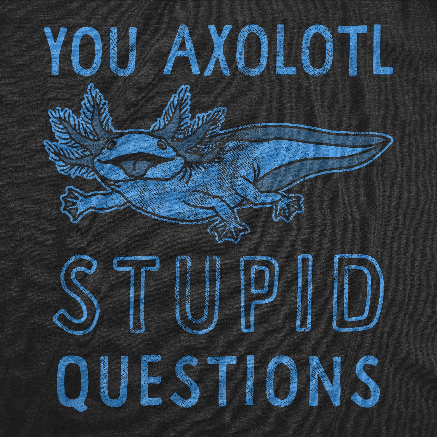 Funny Heather Black You Axolotl Stupid Questions Womens T Shirt Nerdy animal Tee