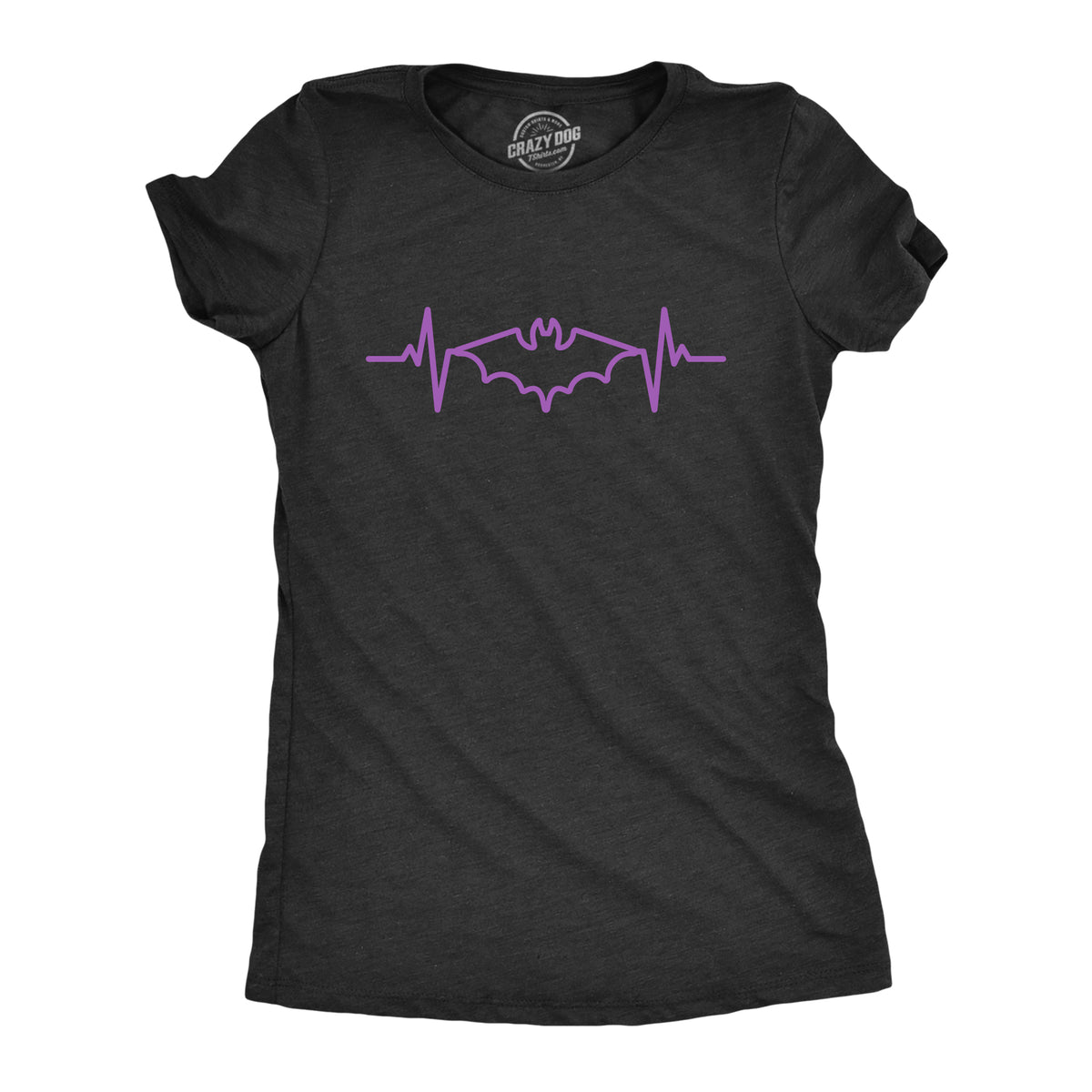 Funny Heather Black Bat Heart Beat Womens T Shirt Nerdy Halloween animal Tee