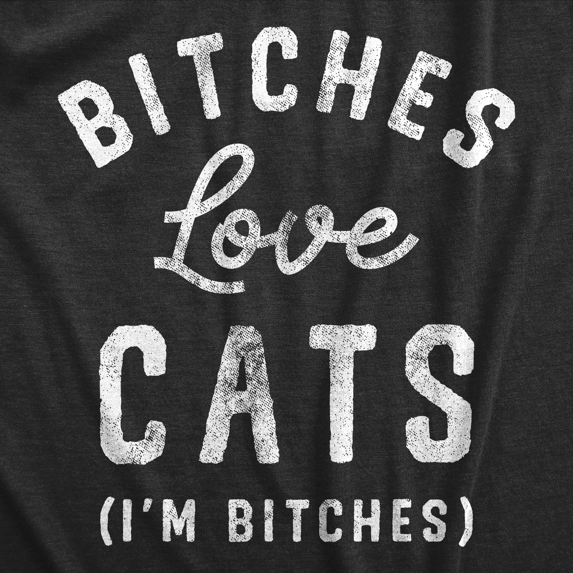 Funny Heather Black Bitches Love Cats Mens T Shirt Nerdy Cat Tee