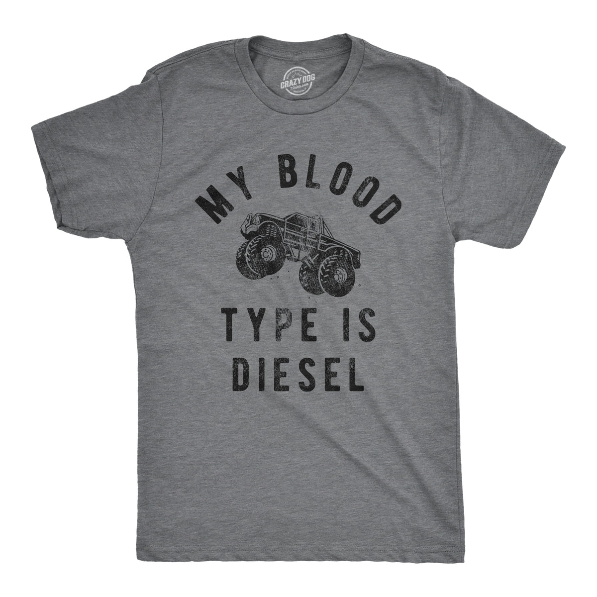 Funny Dark Heather Grey My Blood Type Is Diesel Mens T Shirt Nerdy mechanic Tee