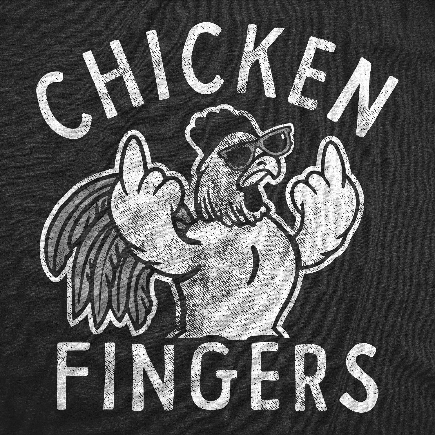 Funny Heather Black Chicken Fingers Womens T Shirt Nerdy animal Tee