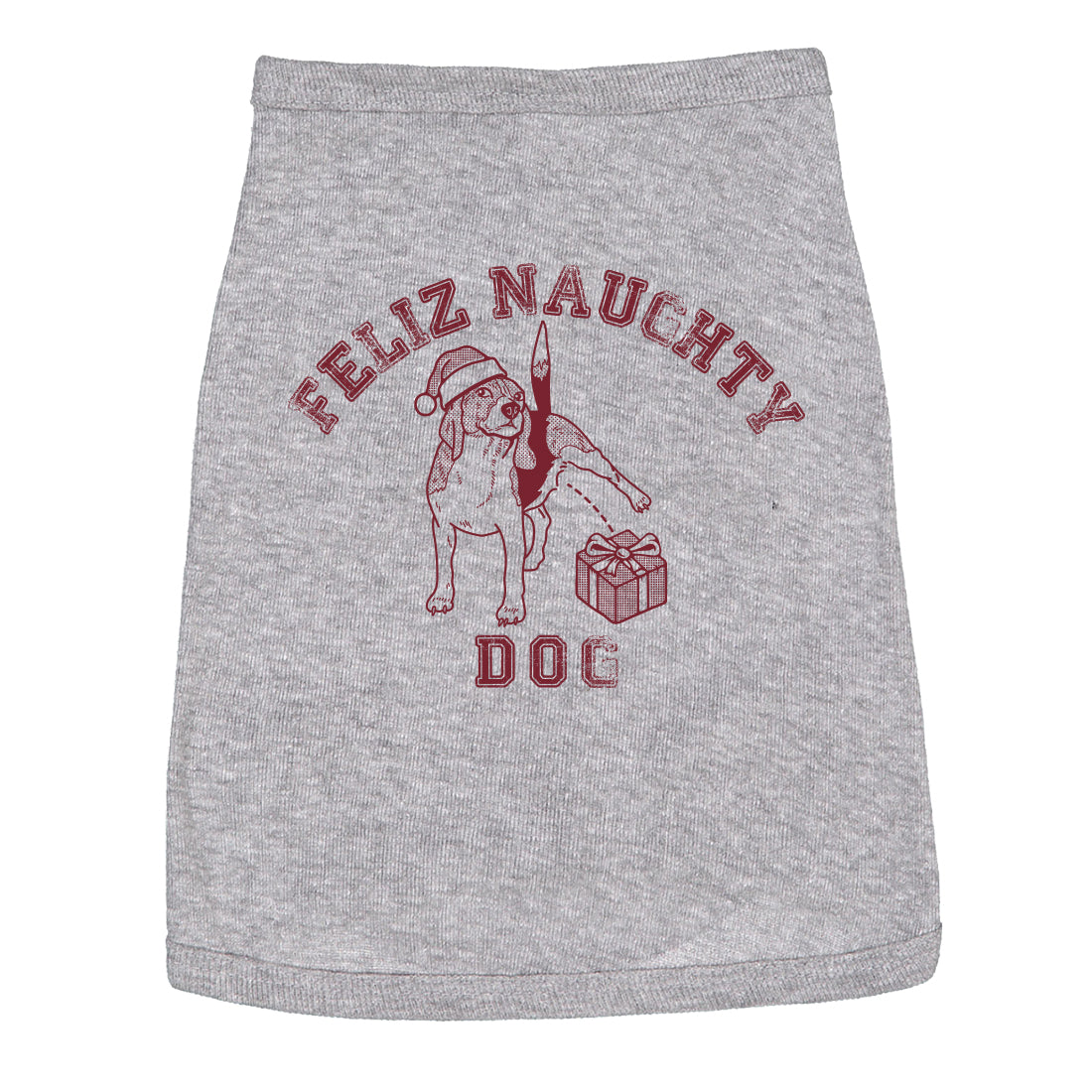 Funny Dark Heather Grey - NAUGHTY Feliz Naughty Dog Dog Shirt Nerdy Christmas Dog Sarcastic Tee