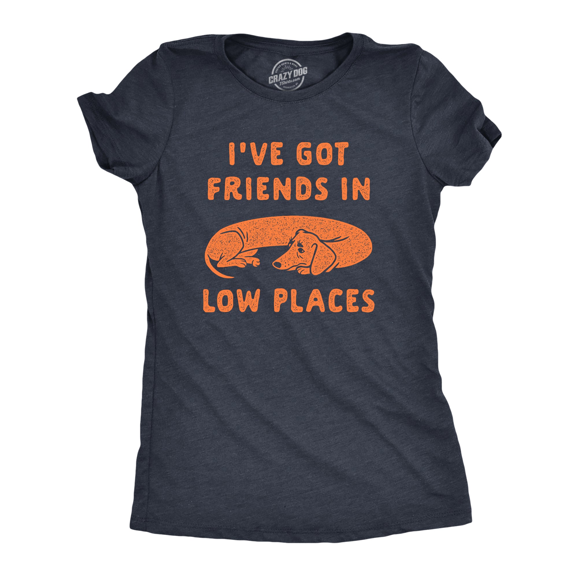 Funny Heather Navy Ive Got Friends In Low Places Womens T Shirt Nerdy Dog Tee