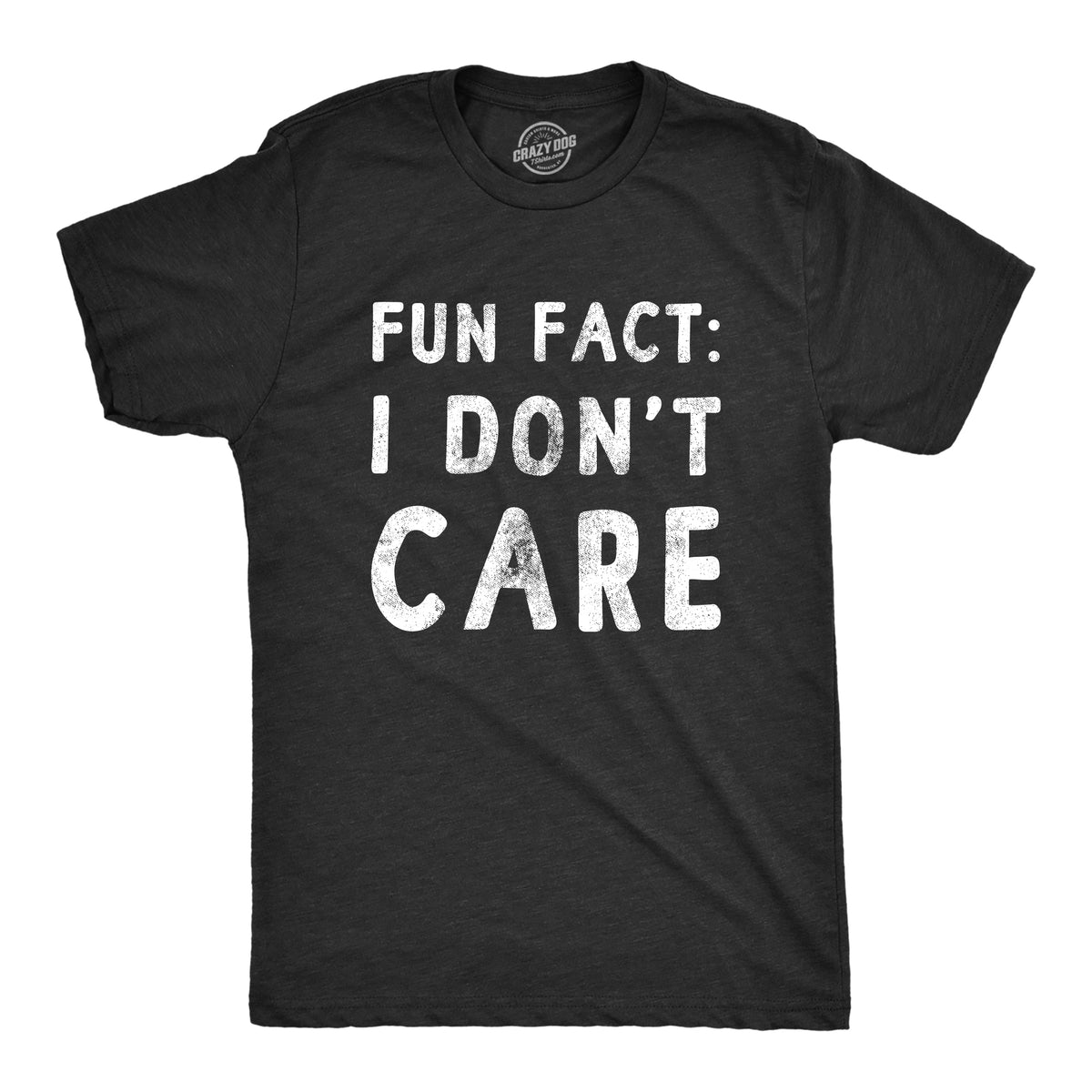 Funny Heather Black Fun Fact I Don’t Care Mens T Shirt Nerdy Introvert Tee