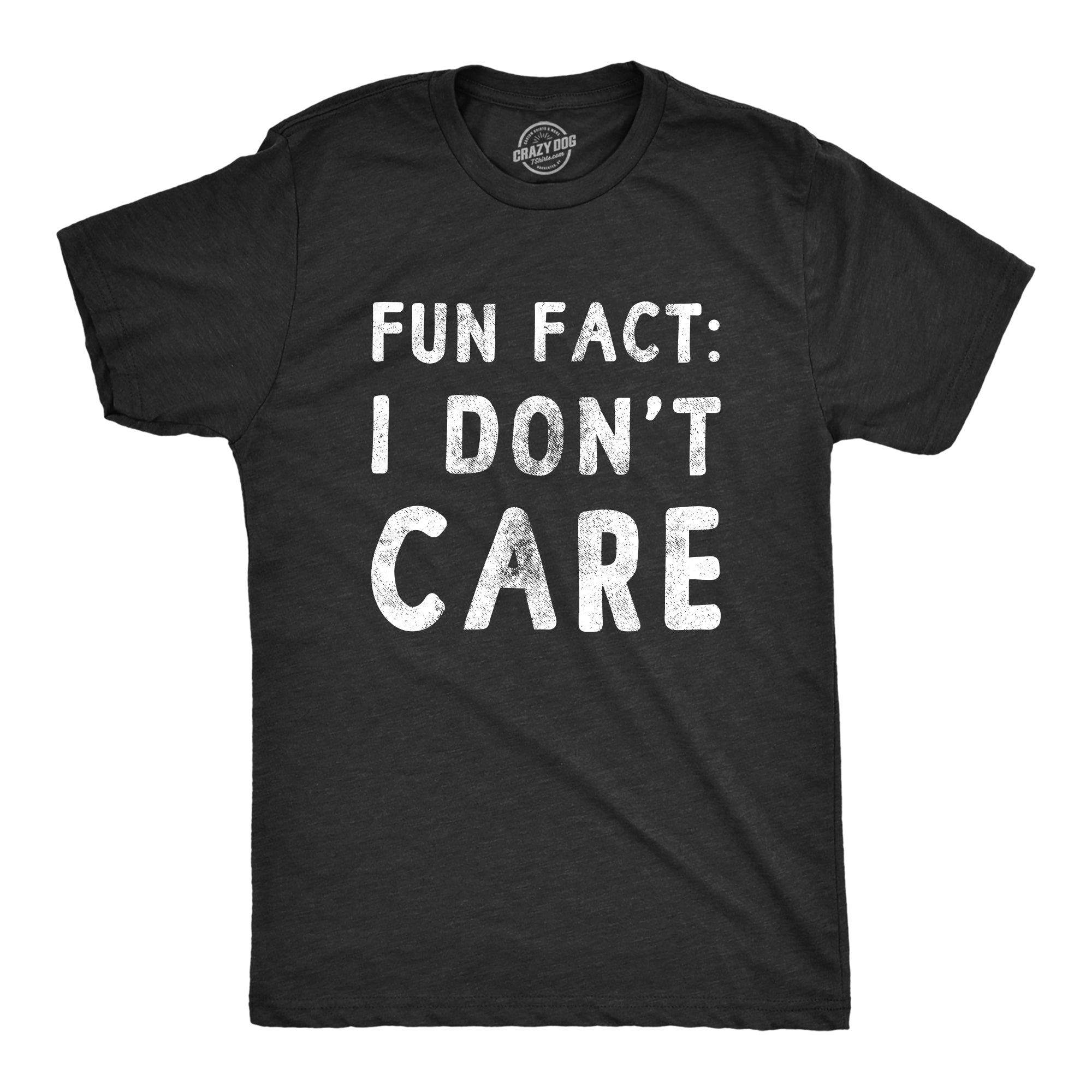 Funny Heather Black Fun Fact I Don’t Care Mens T Shirt Nerdy Introvert Tee