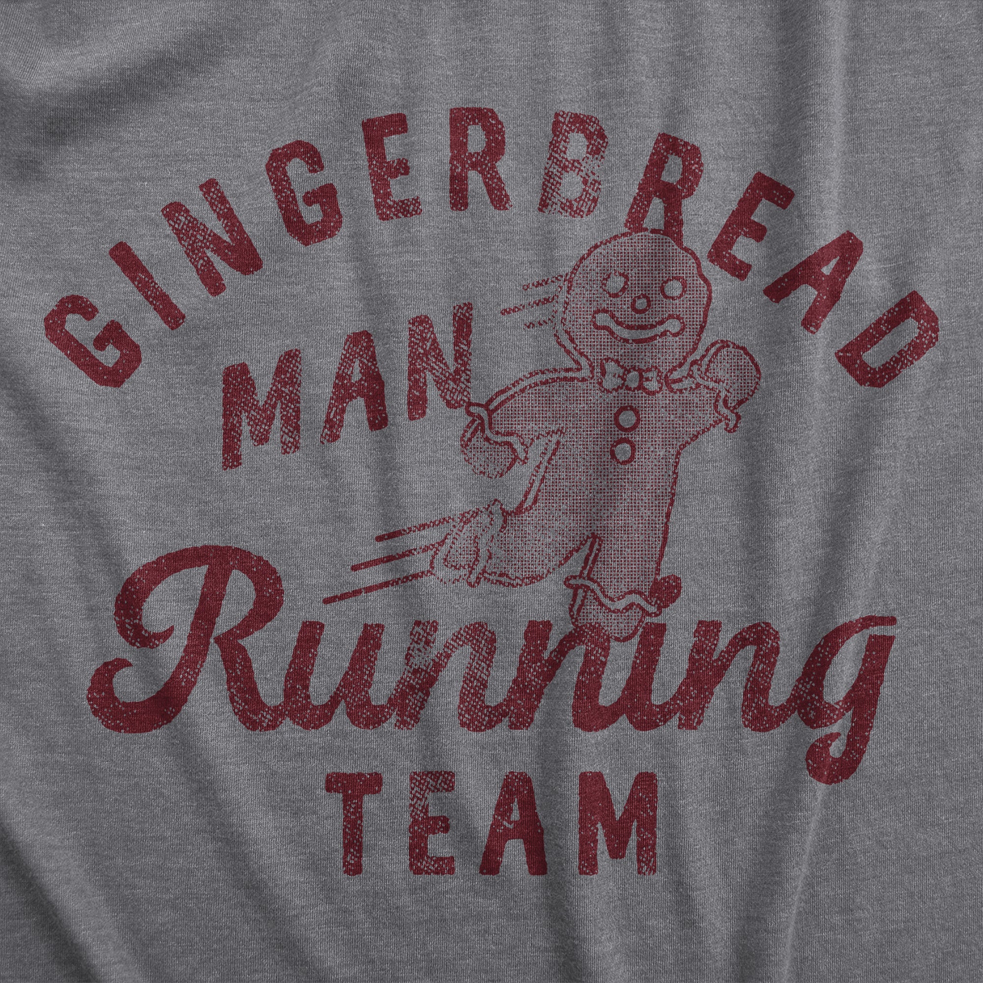 Funny Dark Heather Grey - RUNNING Gingerbread Man Running Team Womens T Shirt Nerdy Christmas Food Sarcastic Tee
