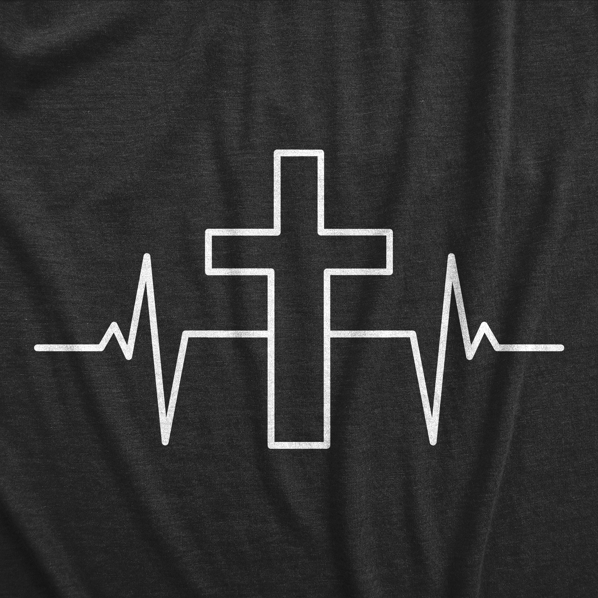 Funny Heather Black Cross Heart Beat Mens T Shirt Nerdy Easter Religion Tee
