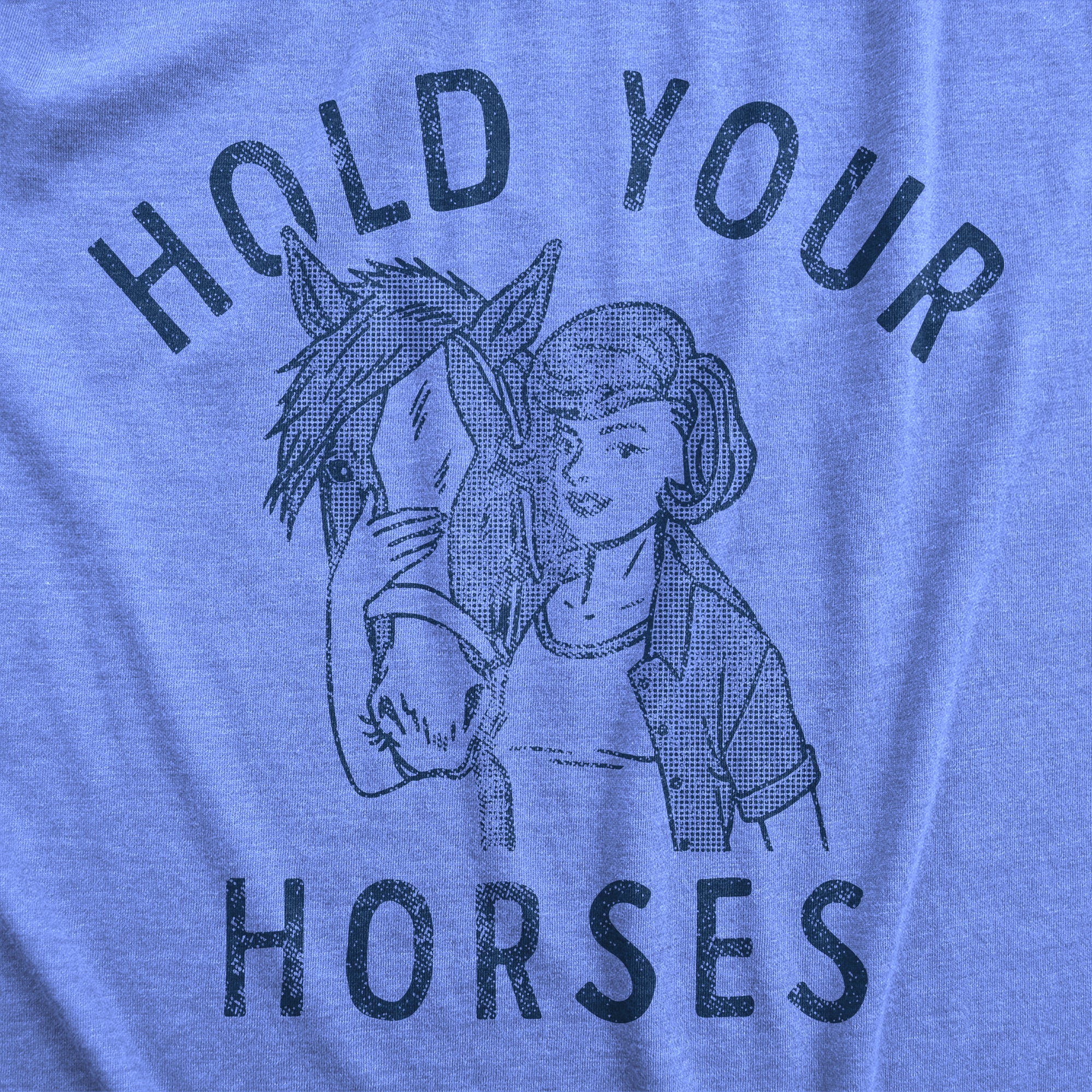 Funny Light Heather Blue - HORSES Hold Your Horses Womens T Shirt Nerdy Animal Tee