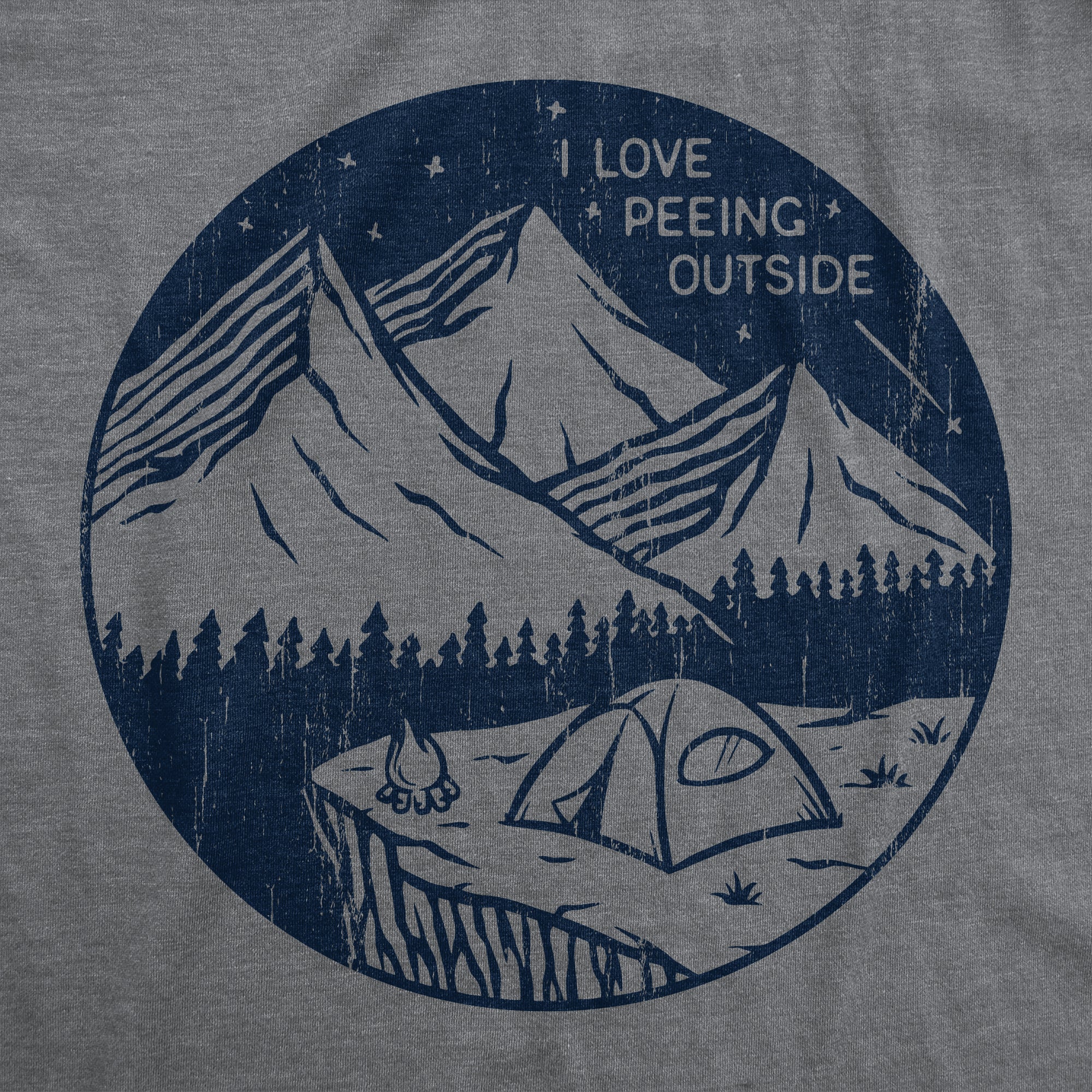 Funny Dark Heather Grey I Love Peeing Outside Mens T Shirt Nerdy Camping Tee