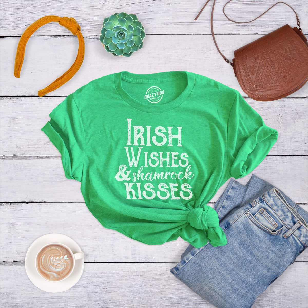 Irish Wishes And Shamrock Kisses Women&#39;s T Shirt