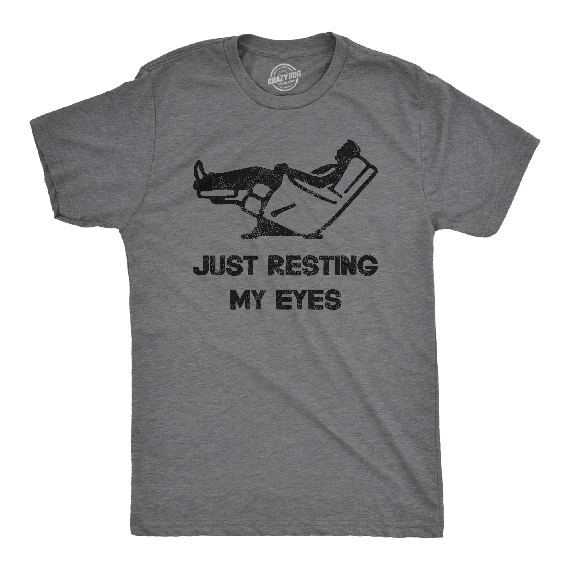 Funny Dark Heather Grey Just Resting My Eyes Mens T Shirt Nerdy Father's Day Sarcastic Tee