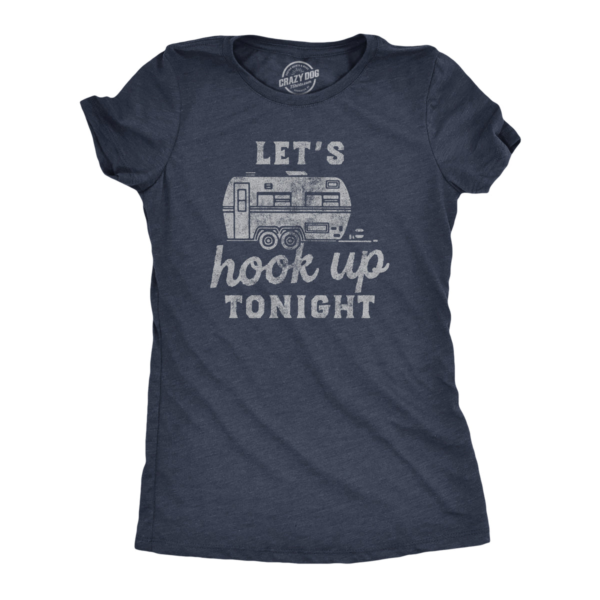 Funny Heather Navy - HOOKUP Lets Hook Up Tonight Womens T Shirt Nerdy camping Sex Sarcastic Tee