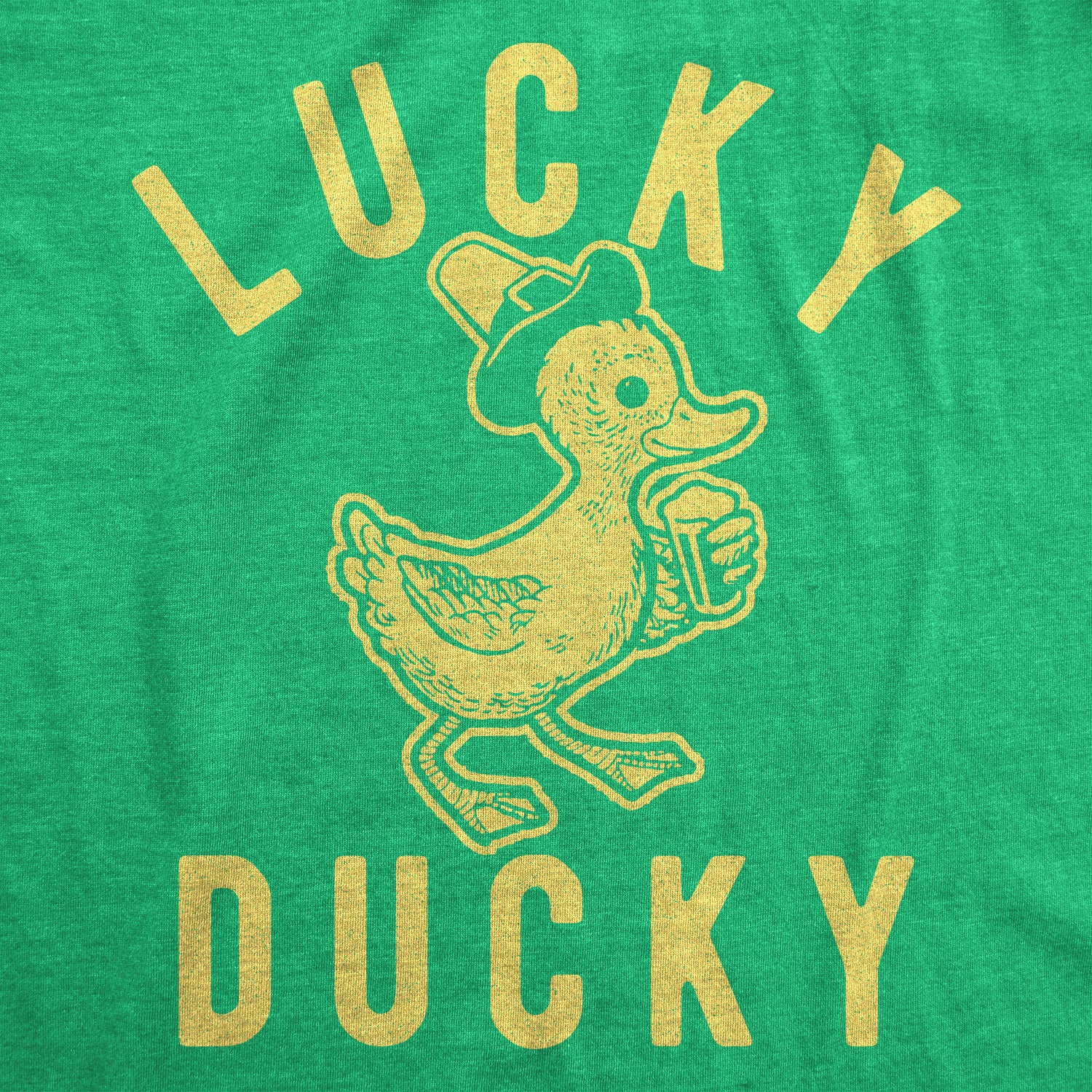 Funny Heather Green Lucky Ducky Womens T Shirt Nerdy Easter Drinking Tee