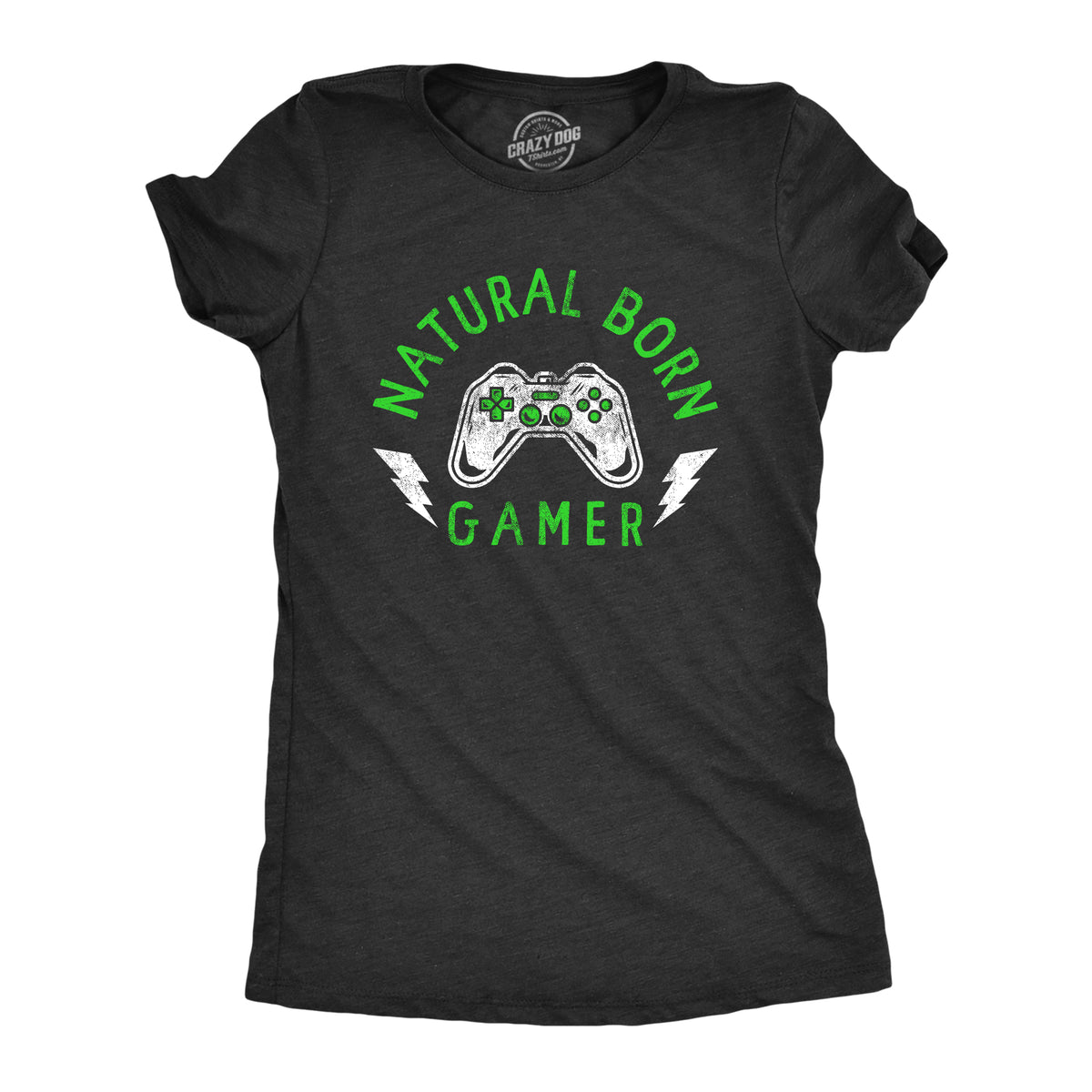 Funny Heather Black Natural Born Gamer Womens T Shirt Nerdy Video Games Tee