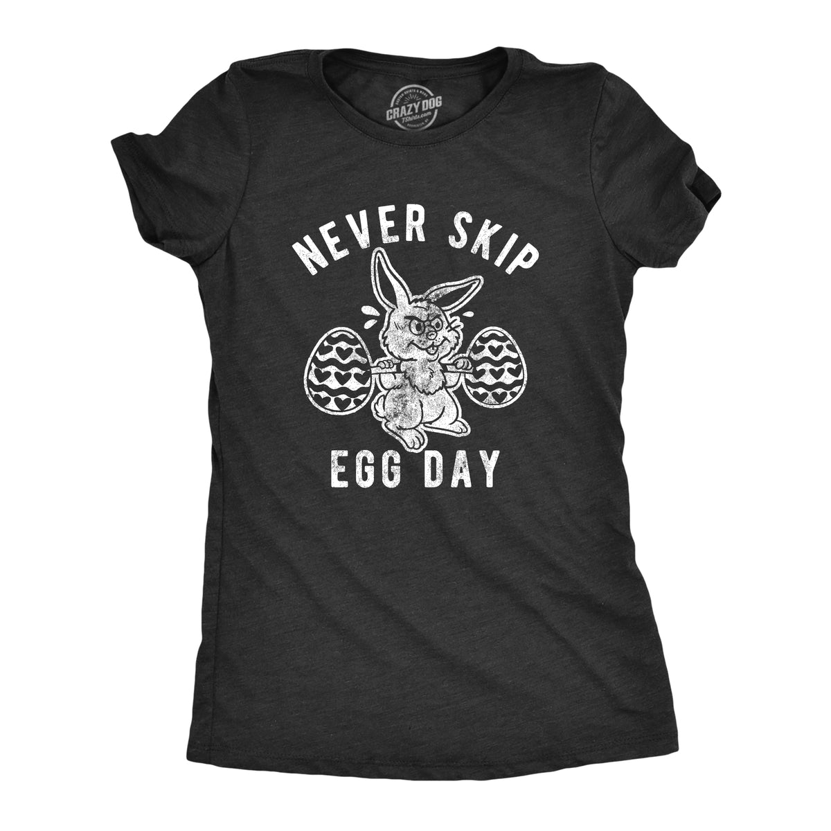 Funny Heather Black Never Skip Egg Day Womens T Shirt Nerdy Easter Fitness Tee