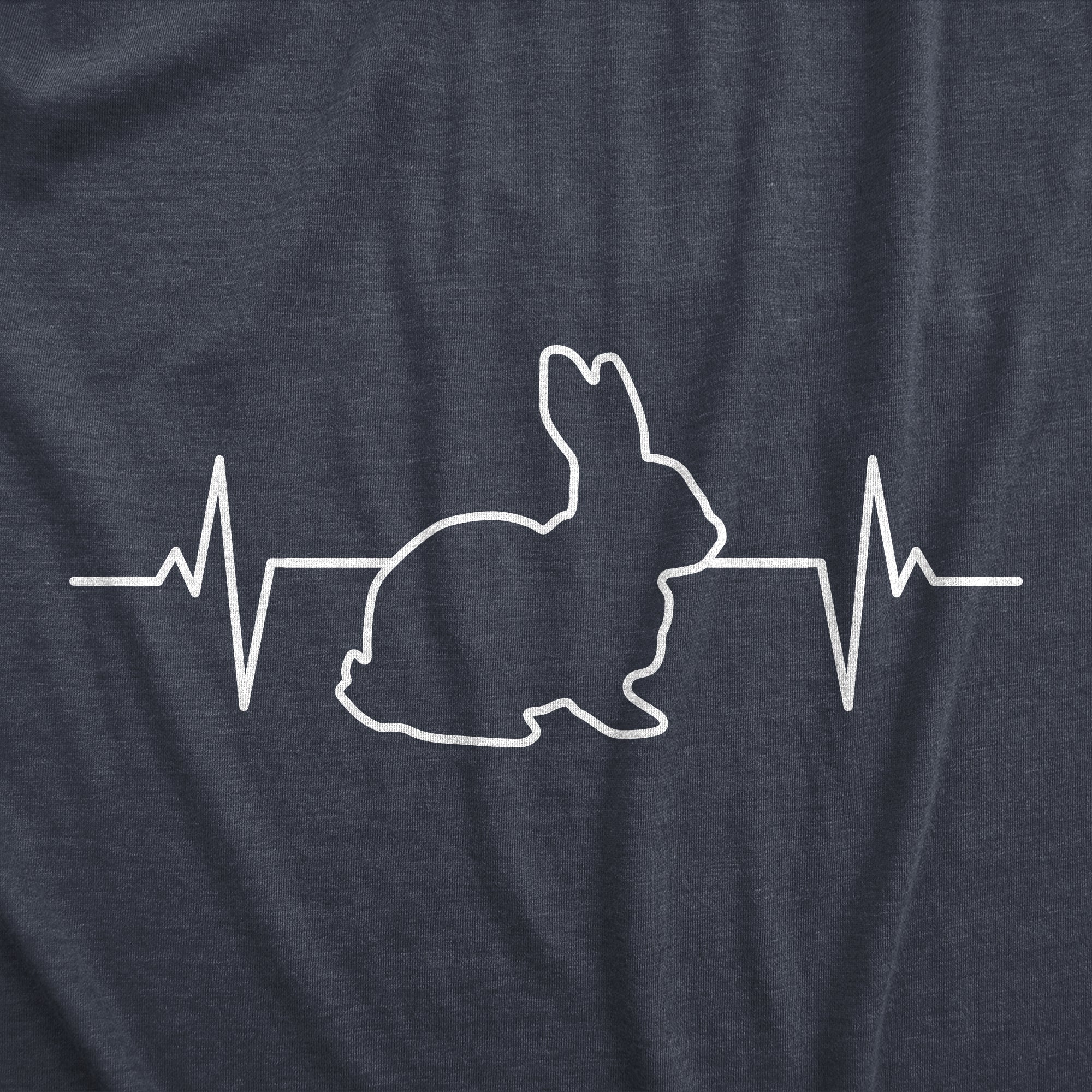 Funny Heather Navy Rabbit Heart Beat Mens T Shirt Nerdy Easter animal Tee