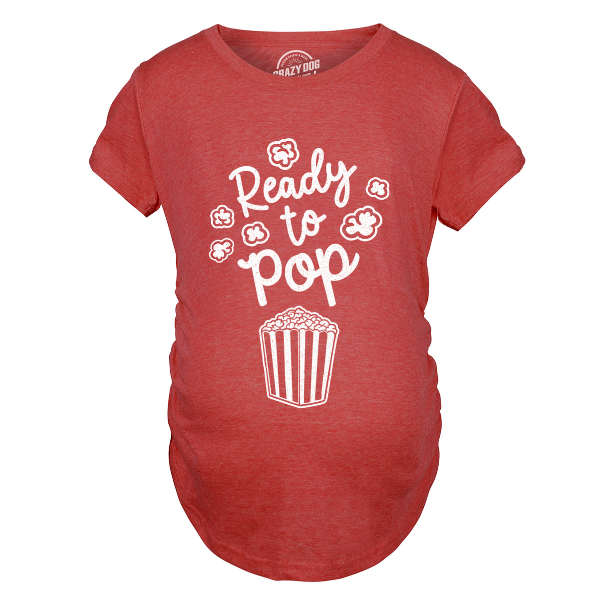 Funny Heather Red Ready To Pop Maternity T Shirt Nerdy food Tee