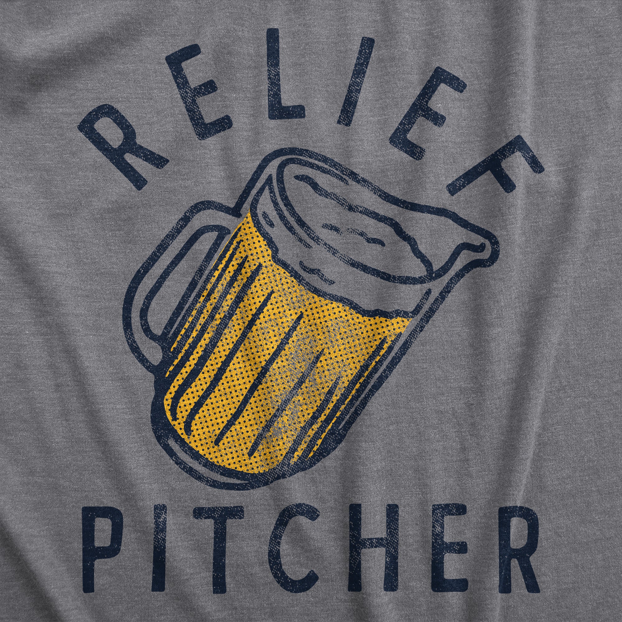 Funny Dark Heather Grey Relief Pitcher Mens T Shirt Nerdy Drinking Beer Beer Tee