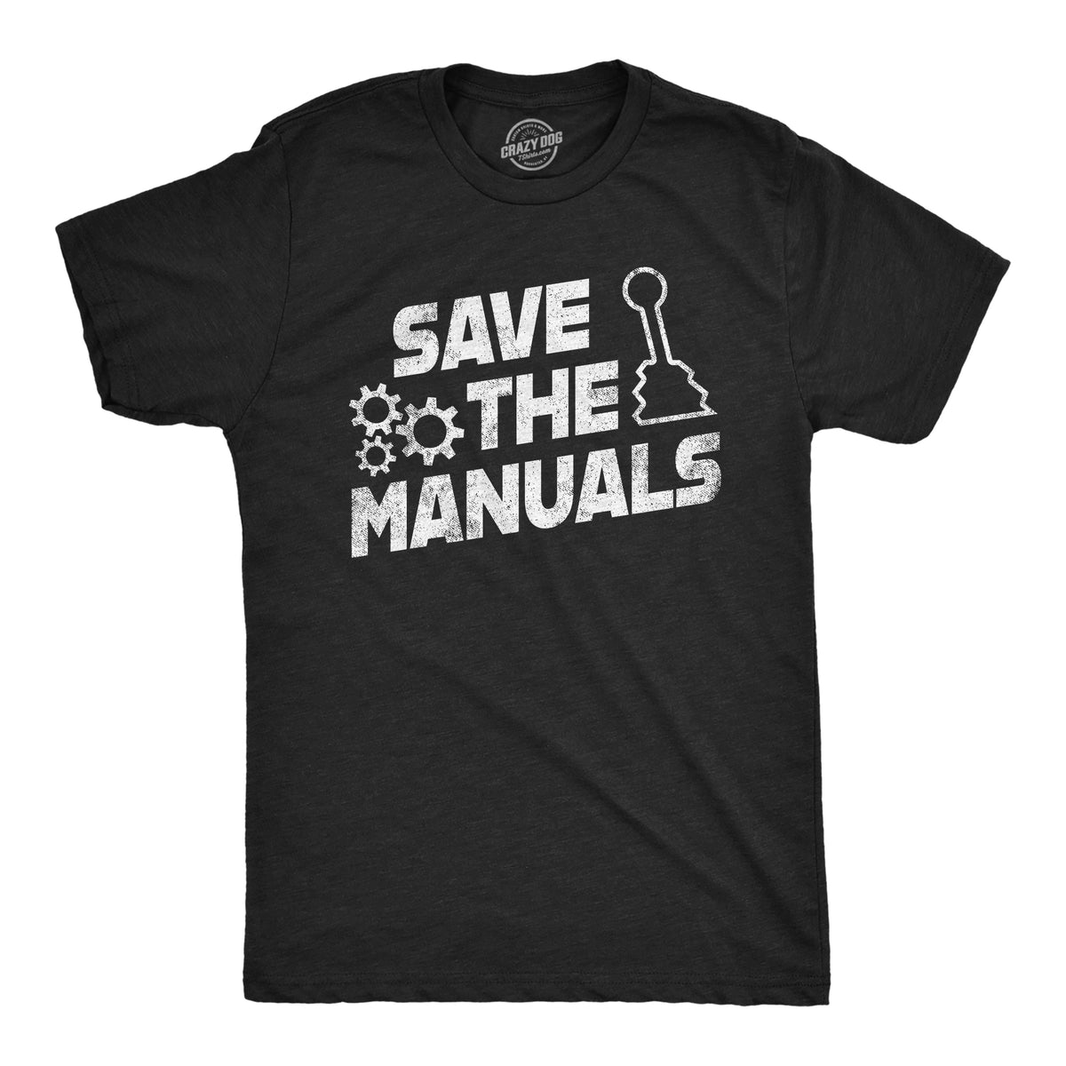 Funny Heather Black Save The Manuals Mens T Shirt Nerdy Mechanic Sarcastic Tee