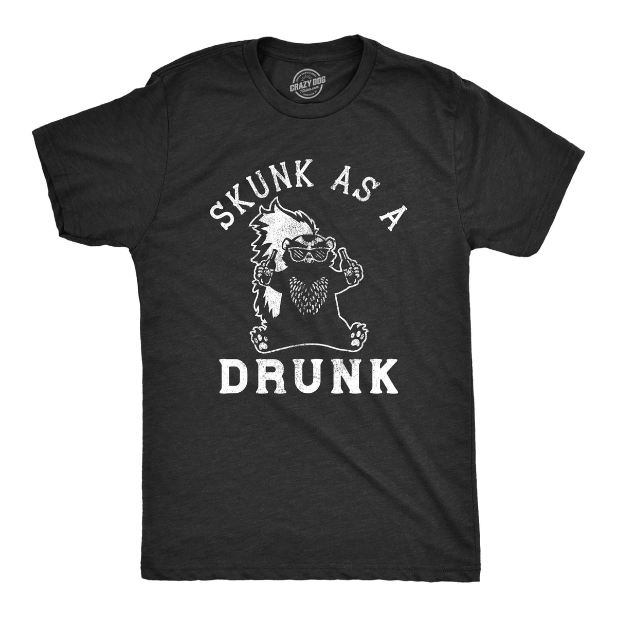 Funny Heather Black Skunk As A Drunk Mens T Shirt Nerdy Animal Drinking Animal Tee