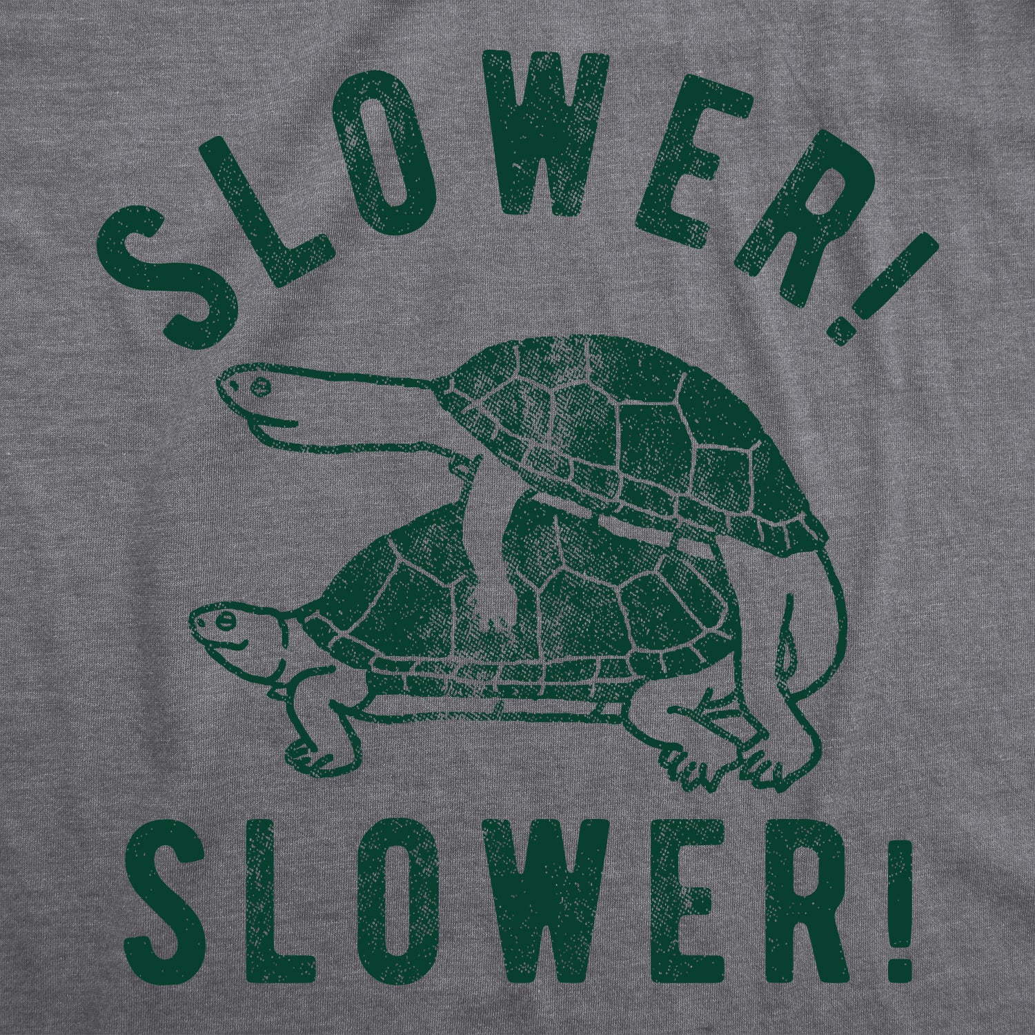 Funny Dark Heather Grey Slower Slower! Mens T Shirt Nerdy Sex animal Tee