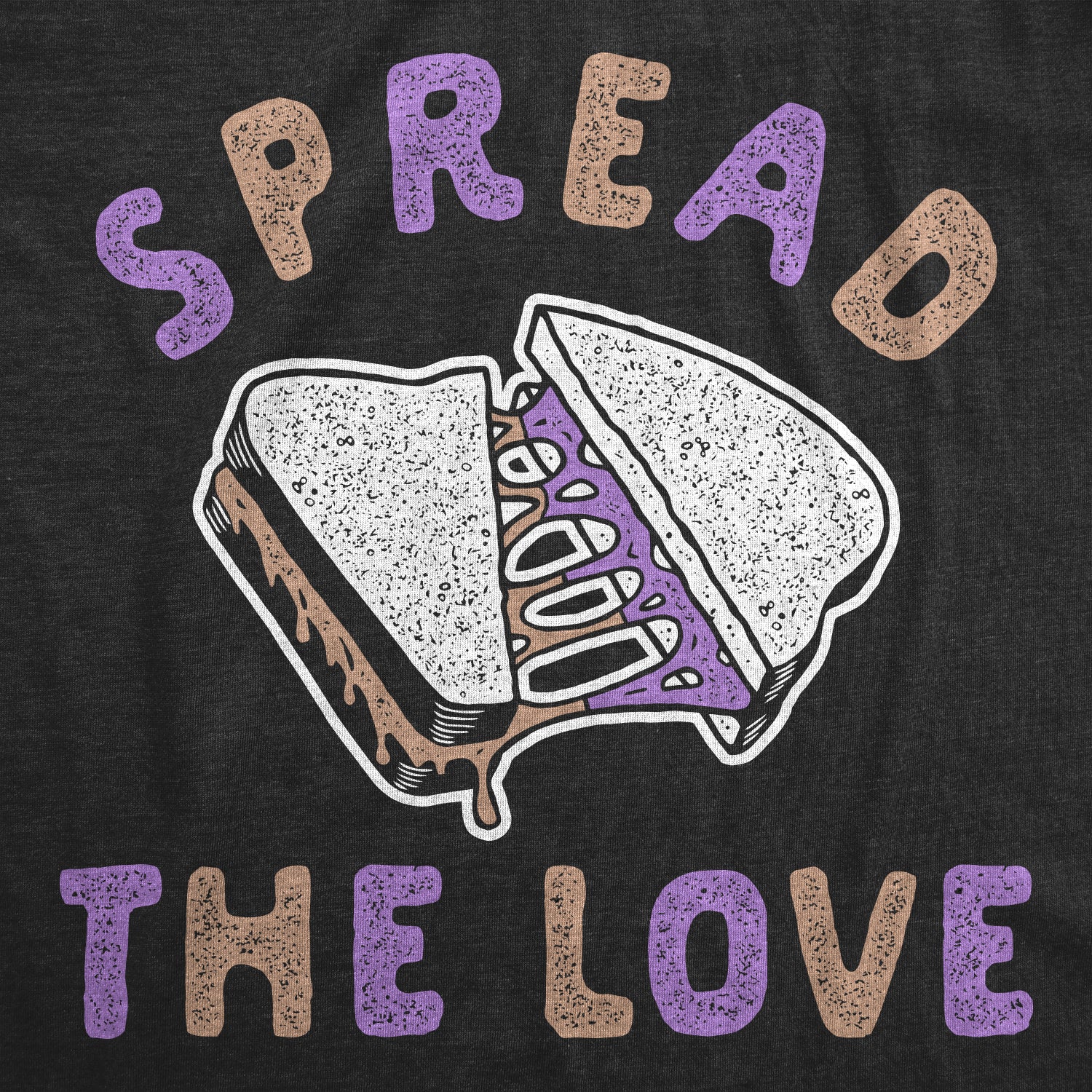 Funny Heather Black Spread The Love PBJ Mens T Shirt Nerdy Valentine's Day food Tee