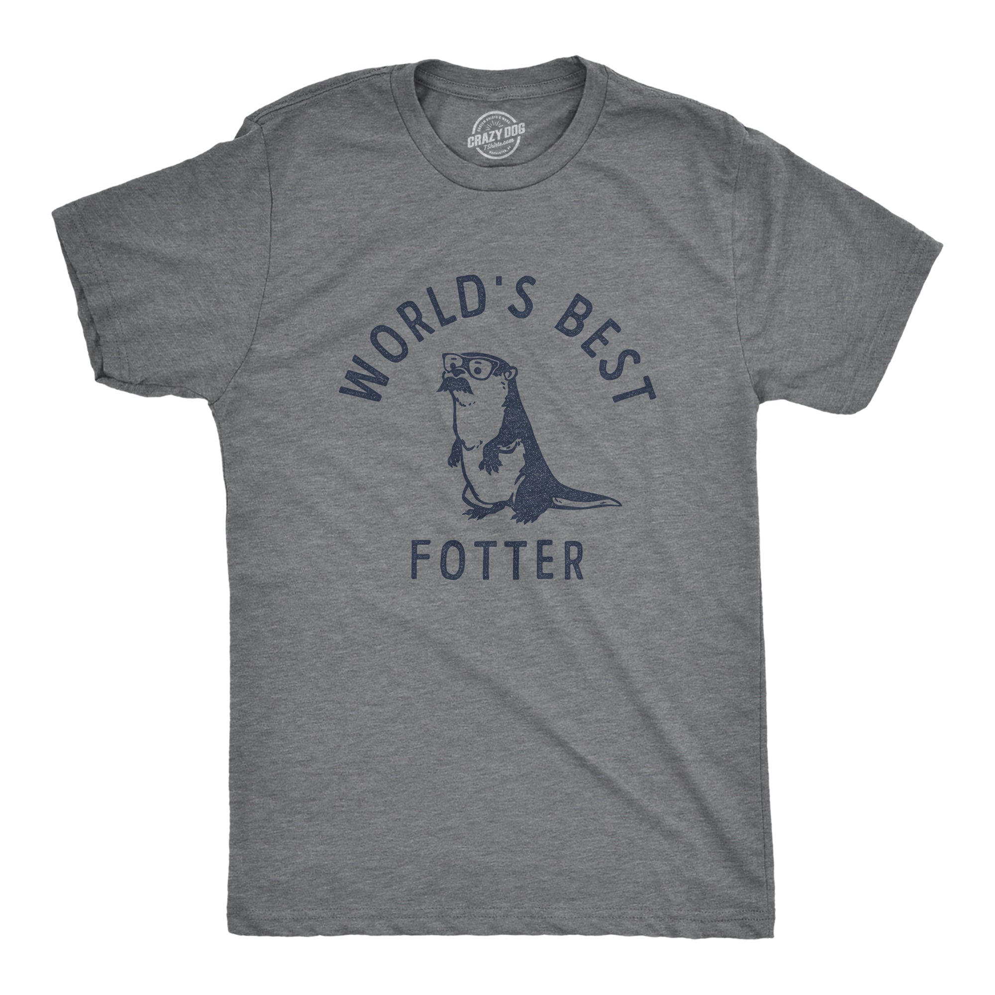 Funny Dark Heather Grey Worlds Best Fotter Mens T Shirt Nerdy Father's Day animal Tee